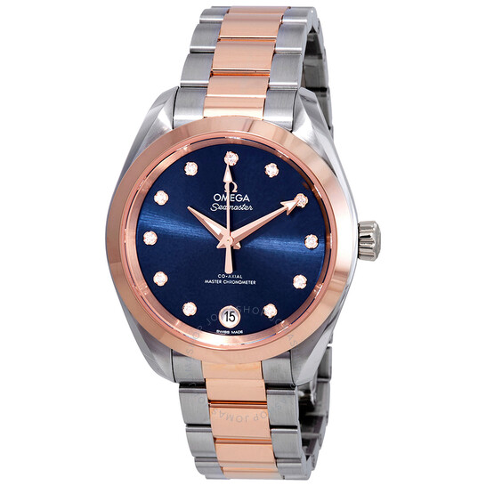 Omega Seamaster Aqua Terra Automatic Chronometer Diamond Blue Dial Ladies Watch 220.20.34.20.53.001