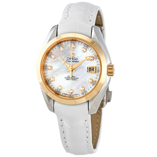 Omega Seamaster Aqua Terra Automatic Chronometer Diamond White Mother of Pearl Dial Ladies Watch 231.23.30.20.55.002