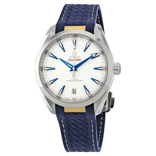 Omega Seamaster Aqua Terra Automatic Silver Dial Blue Rubber Men’s Watch 220.12.41.21.02.004