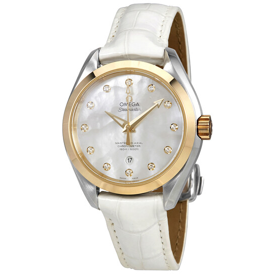 Omega Seamaster Aqua Terra Mother of Pearl Diamond Dial Steel and 18K Rose Gold Ladies Watch 23120392155003