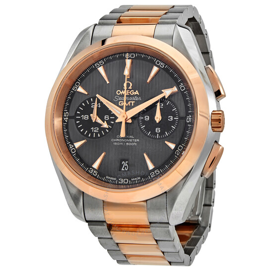 Omega Seamaster Aqua Terra Teak Grey Dial Chronograph Steel and 18K Rose Gold Automatic Men’s Watch 23120435206001