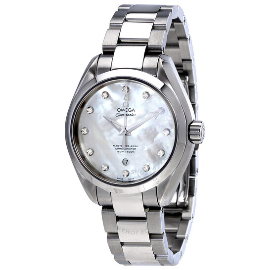 Omega Seamaster Aqua Terra White Mother of Pearl Automatic Diamond Dial 34 mm Ladies Watch 231.10.34.20.55.002