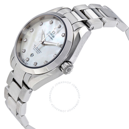 Omega Seamaster Aqua Terra White Mother of Pearl Automatic Diamond Dial 34 mm Ladies Watch 231.10.34.20.55.002