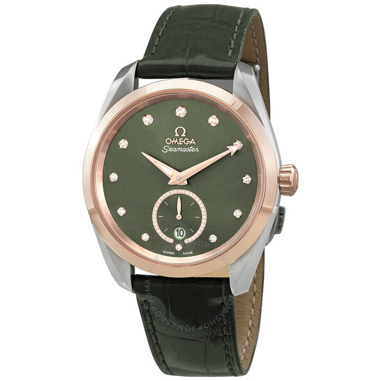 Omega Seamaster Automatic Chronometer Diamond Green Dial Ladies Watch 220.23.38.20.60.001