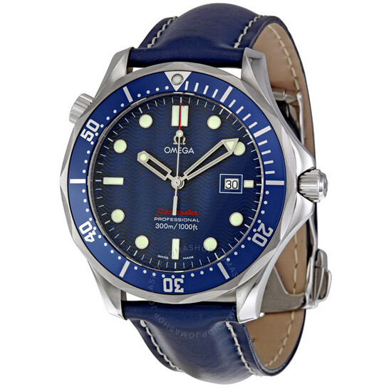 Omega Seamaster Blue Dial Blue Leather Strap Men’s Watch 2923.80.91