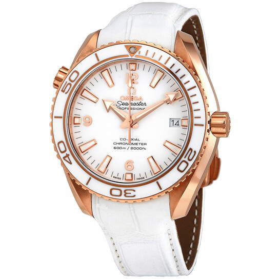 Omega Seamaster Planet Ocean 18kt Rose Gold White Dial Automatic Unisex Watch 23263422104001