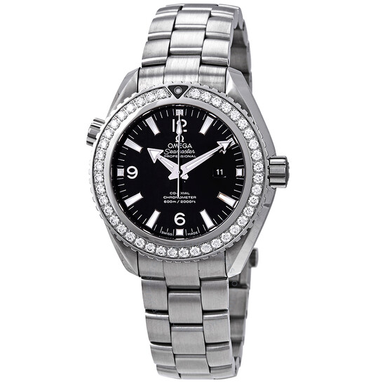 Omega Seamaster Planet Ocean Automatic Chronometer Diamond Black Dial Ladies Watch 232.15.38.20.01.001