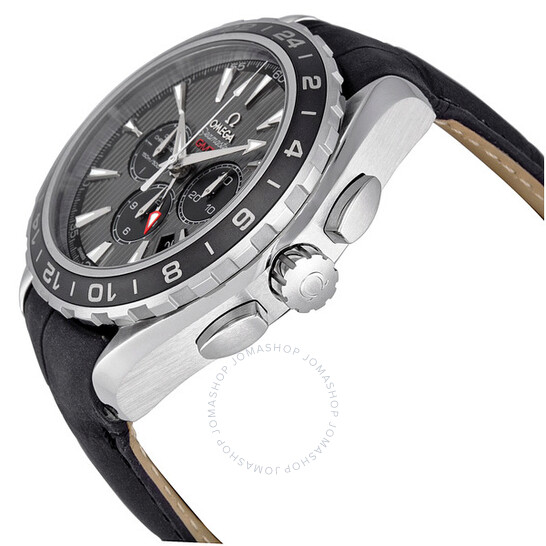 Omega Seamaster Teak Grey Dial GMT Chronograph Black Leather Men’s Watch 231.13.44.52.06.001