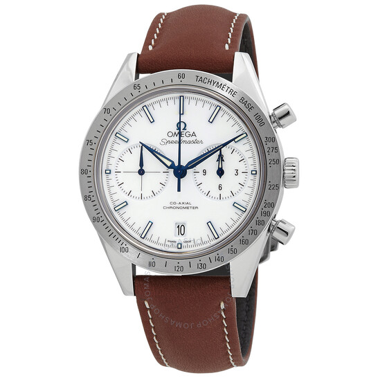 Omega Speedmaster 57 Chronograph White Dial Brown Leather Men’s Watch 33192425104001