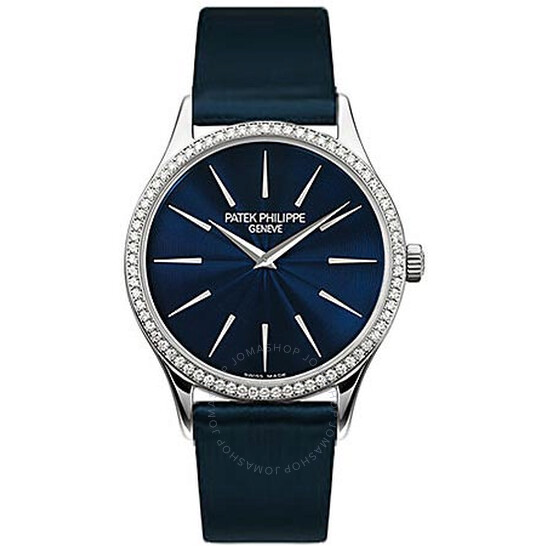 Patek Philippe Calatrava 18kt White Gold Diamond Night-blue Ladies Watch 4896G