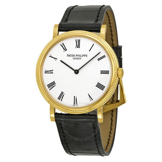 Patek Philippe Calatrava Automatic White Dial Black Leather Men’s Watch 5120J-001