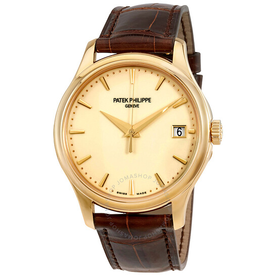 Patek Philippe Calatrava Ivory Dial 18kt Yellow Gold Brown Leather Men’s Watch 5227J-001