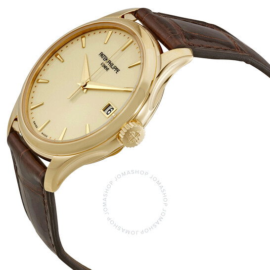 Patek Philippe Calatrava Ivory Dial 18kt Yellow Gold Brown Leather Men’s Watch 5227J-001