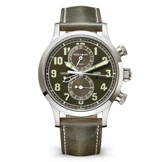 Patek Philippe Complications Calatrava Pilot Travel Time Chronograph Automatic Watch 5924G-010 ( Lacquered khaki green )