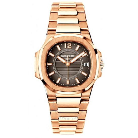 Patek Philippe Nautilus Black-Brown Dial 18kt Rose Gold Case Matt Dark Brown Leather Men’s Watch 5980R-001