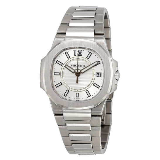 Patek Philippe Nautilus Silvery White Dial 18kt White Gold Ladies Watch 7011/1G/001