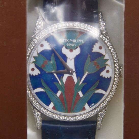 Patek Philippe Rare Handcrafts “Turkish Motifs Petals & Harmonies” Automatic Diamond Blue Dial Ladies Watch 5077-100G-018