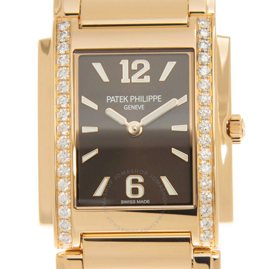 Patek Philippe Twenty-4 Quartz Diamond Brown Dial Ladies Watch 4910-1201R-001