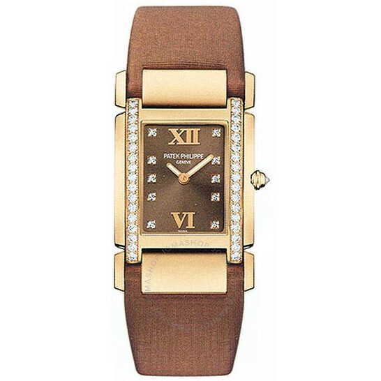 Patek Philippe Twenty-4 Quartz Diamond Brown Dial Ladies Watch 4920R-BROWN