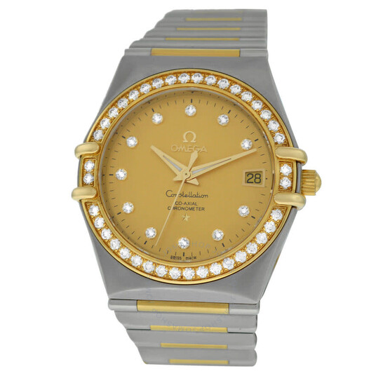 Pre-owned Omega Constellation Diamond Blue Mother of Pearl (Wavy Pattern) Dial Ladies Watch 123.15.24.60.57.001