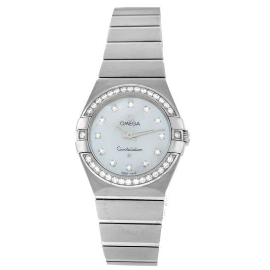 Pre-owned Omega Constellation Brushed Quartz Diamond Mother of Pearl Dial Ladies Watch 123.15.24.60.55.001