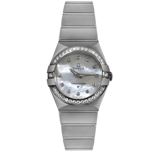 Pre-owned Omega Constellation Brushed Quartz Diamond Mother of Pearl Dial Ladies Watch 123.15.24.60.55.001