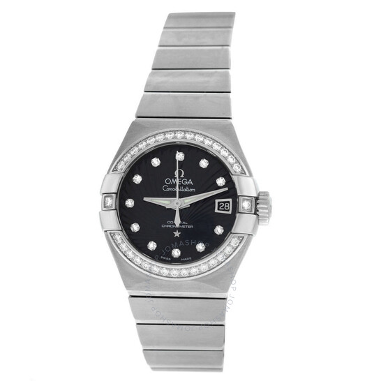 Pre-owned Omega Constellation Diamond Black Dial Ladies Watch 123.15.27.20.51.001