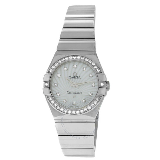 Pre-owned Omega Constellation Quartz Diamond White Dial Ladies Watch 123.15.27.60.55.004