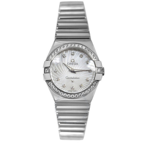 Pre-owned Omega Constellation Quartz Diamond White Dial Ladies Watch 123.15.27.60.55.004