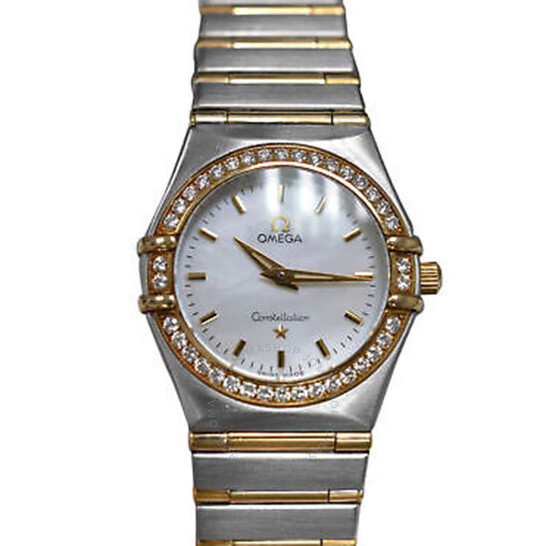 Pre-owned Omega Constellation Polished Diamond Black Dial Ladies Watch 123.15.24.60.51.002