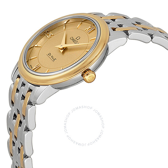 Pre-owned Omega De Ville Prestige Champagne Dial Ladies Watch 424.20.27.60.08.001