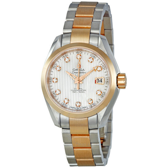 Pre-owned Omega Seamaster Aqua Terra Automatic Chronometer Diamond Ladies Watch 231.20.30.20.55.001