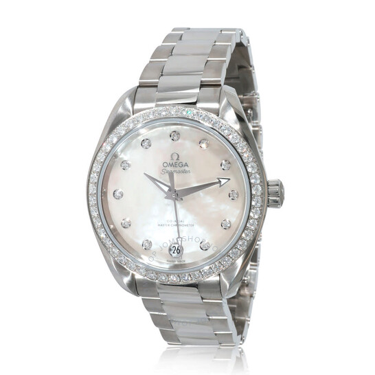 Pre-owned Omega Seamaster Aqua Terra Co-Axial Diamond Mother of Pearl Dial Ladies Watch 220.15.34.20.55.001