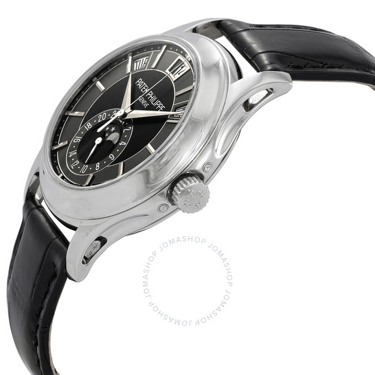 Pre-owned Patek Philippe Complications Mechanical Black and Grey Dial Men’s Watch 5205G-010