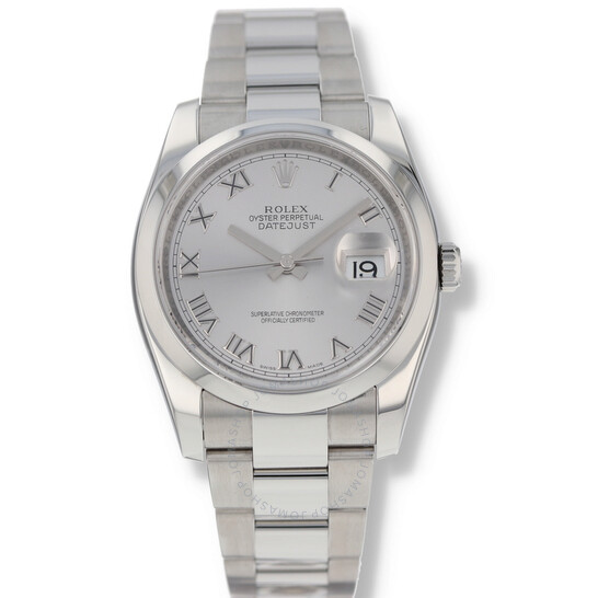 Pre-owned Rolex Datejust 36 Rhodium Dial Stainless Steel Oyster Bracelet Automatic Men’s Watch 116200RRO