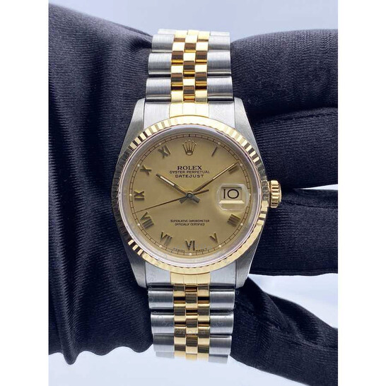 Pre-owned Rolex Datejust Automatic Chronometer Champagne Dial Men’s Watch 16233 CRJ