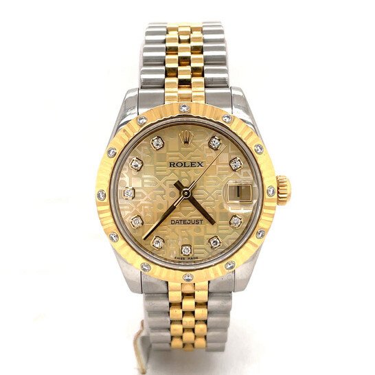 Pre-owned Rolex Datejust Automatic Chronometer Diamond Champagne Dial Ladies Watch 178313CJDJ