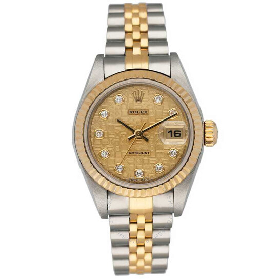 Pre-owned Rolex Datejust Automatic Chronometer Diamond Champagne Dial Ladies Watch 79173 CJDJ