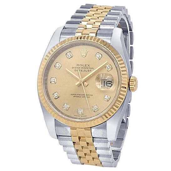 Pre-owned Rolex Datejust Automatic Chronometer Diamond Champagne Dial Men’s Watch 116233 CDJ