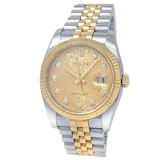 Pre-owned Rolex Datejust Automatic Chronometer Diamond Champagne Dial Men’s Watch 116233CJDJ