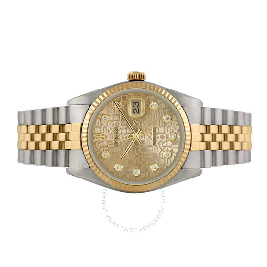 Pre-owned Rolex Datejust Automatic Chronometer Diamond Champagne Dial Men’s Watch 16233 CDJ