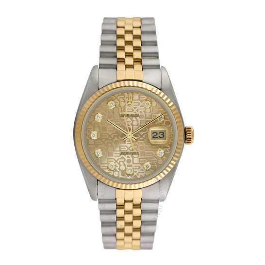 Pre-owned Rolex Datejust Automatic Chronometer Diamond Champagne Dial Men’s Watch 16233 CDJ