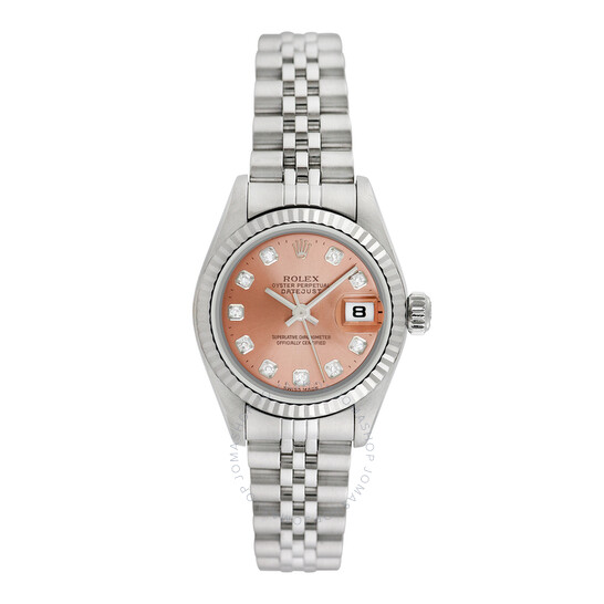 Pre-owned Rolex Datejust Automatic Chronometer Diamond Rose Gold Dial Ladies Watch 69174 PDJ