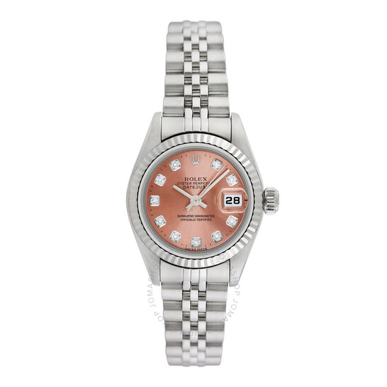 Pre-owned Rolex Datejust Automatic Chronometer Diamond Rose Gold Dial Ladies Watch 69174 PDJ