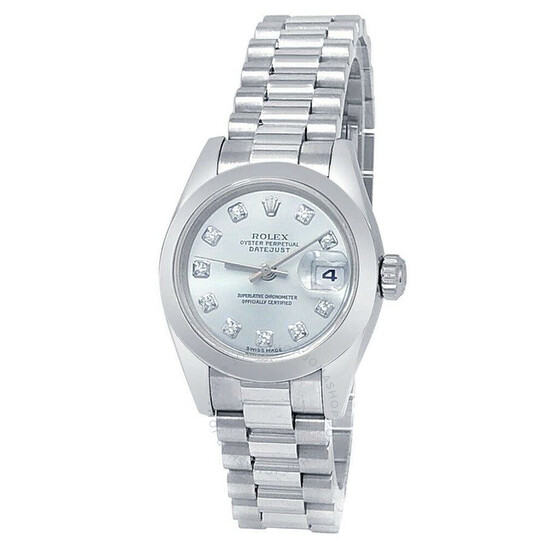 Pre-owned Rolex Datejust Automatic Chronometer Diamond Silver Dial Ladies Watch 179166 SDP