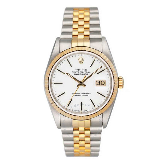 Pre-owned Rolex Datejust Automatic Chronometer White Dial Men’s Watch 16233 WAJ