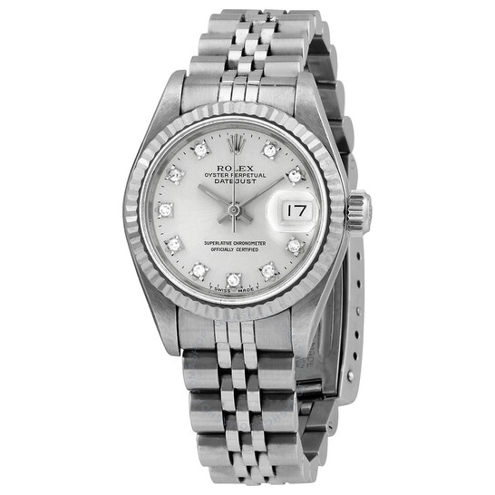 Pre-owned Rolex Datejust Automatic Diamond Silver Dial Ladies Watch 69174SDJ