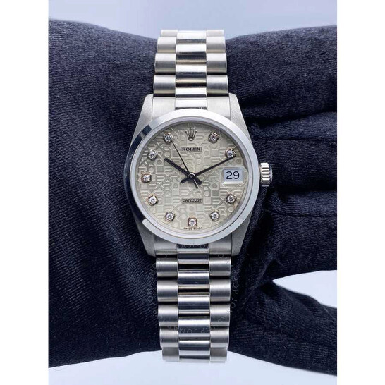 Pre-owned Rolex Datejust Automatic Diamond Silver Dial Unisex Watch 68246 SDP