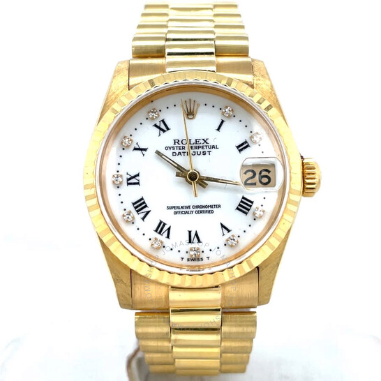 Pre-owned Rolex Datejust Automatic Diamond White Dial Ladies Watch 68278 WDP