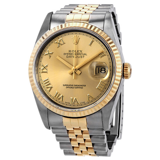 Pre-owned Rolex Datejust Champagne Dial 18k Gold/Steel Men’s Watch 16233CRJ